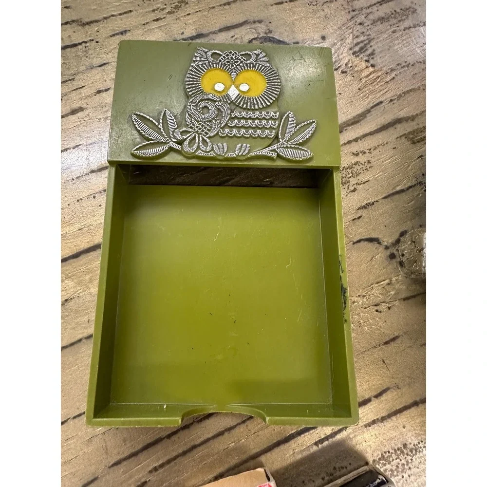 Vintage Owl 3pc Desk Set - Avocado Green